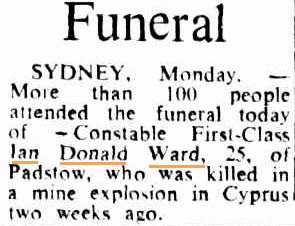 Funeral notice. Page 11 of 18 of The Canberra Times Tuesday 26 November 1974 http://trove.nla.gov.au/ndp/del/article/110789746?searchTerm=ian%20donald%20ward&searchLimits=