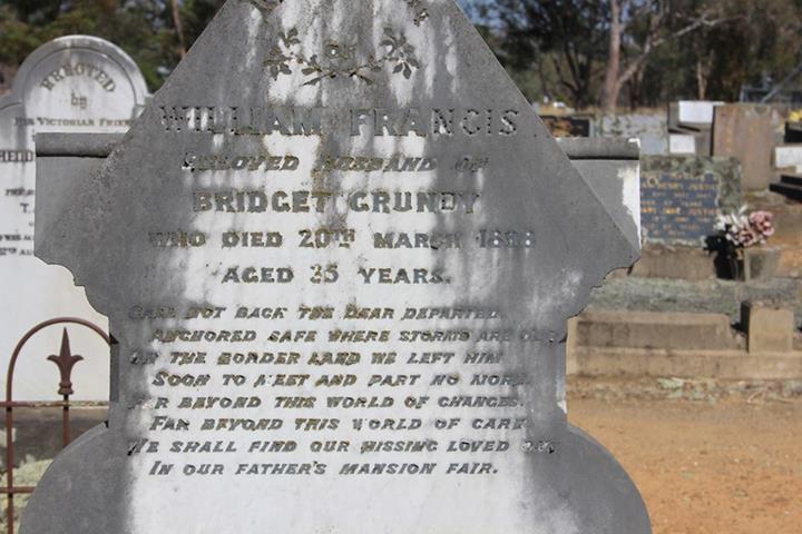 Grave Stone of Constable William Francis GRUNDY - Holbrook Cemetery, NSW.