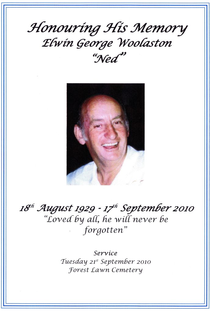 Ned Woolaston - Funeral book