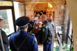 Respected and well-loved police officer Christopher Otis Plummer was farewelled today at Camden. Picture: Ian Svegovic.