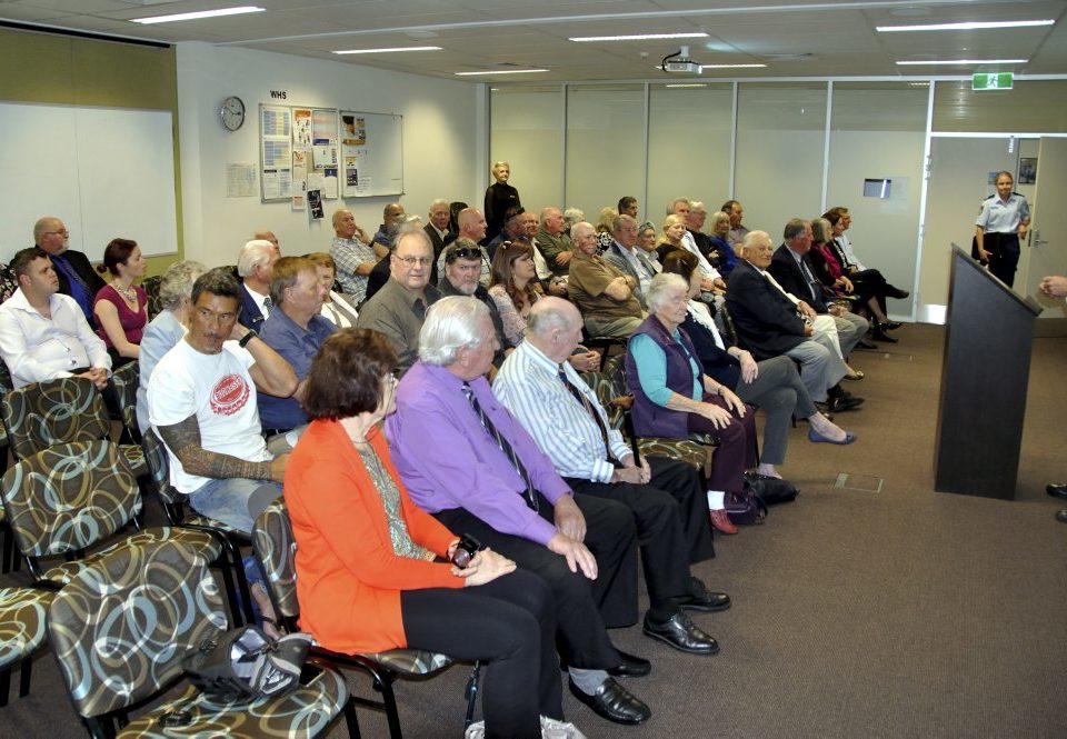THURSDAY  8 SEPTEMBER 2016 LAKE ILLAWARRA RETIRED POLICE DAY. 45 people turned out to Lake Illawarra ( Oak Flats ) Police Station at 10am today for the Retired Police Day. 15 National Police Service Medals were awarded to various Police who live in and / or worked in the Lake Illawarra Area Command. These awards were presented by the current LA Commander, Zoran Dzevlan. The Group being Welcomed by Sgt Scott Abbett.