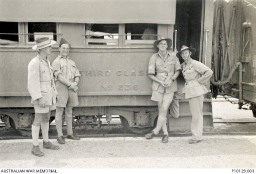 c1942 Description Informal group portrait of four graduates of an Empire Air Training Scheme (EATS) course in Rhodesia. Probably taken at the port of Mombassa, Kenya, several of these recent graduates were about to depart for service with 454 Squadron RAAF in the Eastern Mediterranean. Left to right: 406684 Sergeant (Sgt) Ralph Mervyn Simpson RAAF, killed in action on 4 December 1943, Charlie Mumford, 403215 (O210106) Sergeant David Valentine Paul and 400954 Sergeant George Townson Agg. Sgt Paul, later promoted to Flight Lieutenant (Flt Lt) enlisted on 4 January 1941 and trained as a pilot with the Empire Air Training Scheme (EATS) in Rhodesia. He was posted to 454 Squadron RAAF. Flying a Baltimore aircraft from a base in North Africa he was shot down on 4 December 1943 during a sortie over the Mediterranean, Sgt Simpson being killed after parachuting from the crashing aircraft. Rescued from the sea with surviving crew members Agg, now a Warrant Officer (WO) and WO 645357 Jim Rennie RAF, Paul became a prisoner of war (POW) of the Germans, finally being released in 1945 at Stalag IVb POW camp in 1945 at Muhlberg, Germany. He joined the NSW Police Force after the war and remained in the RAAF Reserve rising to the rank of Squadron Leader.