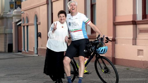 Senior Constable Anthony New at Inner West PAC will ride across country to raise money for colleague Pam Sutton, who has battled cancer since 2014. Picture: Monique Harmer