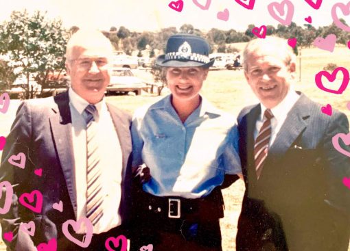 Father of Carolyn SHIELS ( # 23083 )- Bruce Shiels ( # 9132 ) ( on left ) with Louise RULE and Cousin to Carolyn - Geoff Hoggett ( # 9203 ) on right.   19 December 1986."