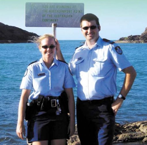 Constable Constable Sally Urquhart and Senior Constable Trad Thornton on the northernmost point of the Australian Mainland.