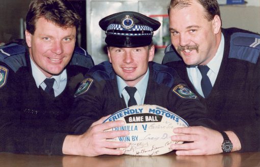 Constable 1/c Peter B. ROMELINGH - on left, Constable ?, Senior Constable Les HOCKING - on right - 1992 