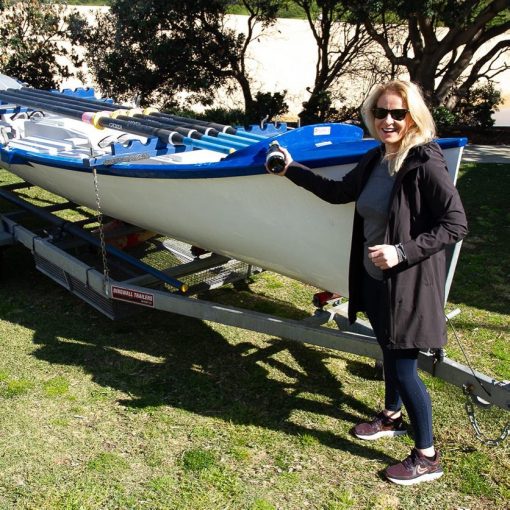 Our newly purchased boat being christened ‘Ross Lambert’ by Cath Lambert at the Club AGM day