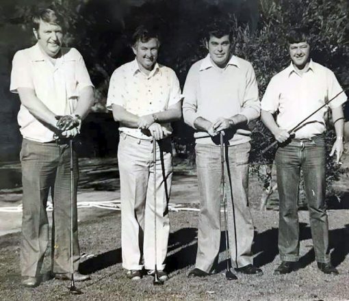 Left to right, Grahame Fahey, Chris Duncan (RIP), John Marine and Mick Hayman, deceased this week (RIP).