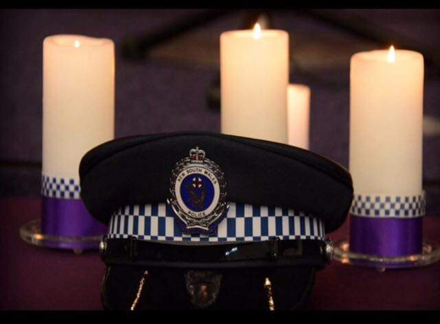 NSW Police cap, candles & Crest