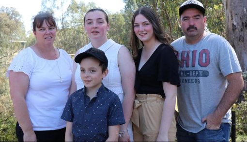 Leading Senior Constable Dennis Cox (right) with L-R wife Selina, son Jacob, 11, and daughters Shauna, 20, and Hannah, 17.