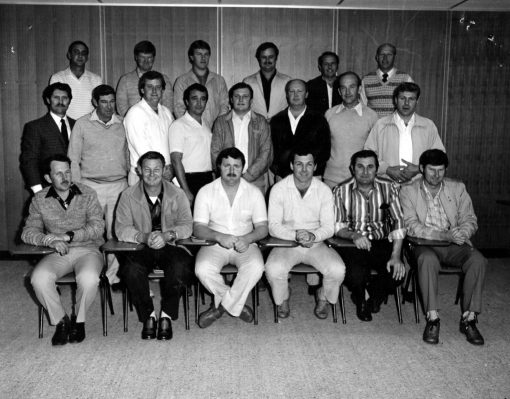 Hank Vanderwaarden 2019 · Found an old photo of what I think was a Sergeants course or First Line Commanders course at Penrith Police Station around mid 1980s. Can't remember all the names but I will give it a try. <span style="color: #ff6600;"><strong>Back row</strong></span>: Laurie <strong>Eddy</strong> ( # 16868? ), Greg <strong>Peterson</strong> ( # 15106 ), Warren <strong>Newton</strong> ( # 14491 ), Bob <strong>Murrell</strong> ( # 15864 ), Hank <strong>Vanderwaarden</strong> ( # 20655 ), Ron <strong>Blake</strong> ( # 10029 ). <span style="color: #ff6600;"><strong>Middle row</strong></span>: <a href="https://dev.australianpolice.com.au/john-robert-thomas-hamer/" target="_blank" rel="noopener noreferrer"><strong>John HAMER</strong></a> - instructor ( # 11103 ), Ernie <strong>Jones</strong> ( # 15468 or # 14515 ) , <strong><a href="https://dev.australianpolice.com.au/gary-richard-buckley/" target="_blank" rel="noopener noreferrer">Gary BUCKLEY</a></strong> ( # 16269 ), Ces <strong>Kearney</strong> ( # 16804 ), Ray <strong>Filewood</strong> ( # 15912 ), Dave <strong>Clouston</strong> ( # 16727 ), Alan <strong>Targett</strong> ( # 14196 ), Helmut <strong>Myers</strong> ( # 16359 ). <span style="color: #ff6600;"><strong>Front row</strong></span>: Kieron <strong>Power</strong> ( # 17384 ), John <strong>Findlater</strong> ( # 13571 ), <strong><a href="https://dev.australianpolice.com.au/ronald-walter-mcgown/" target="_blank" rel="noopener noreferrer">Ron McGOWAN</a></strong> ( # 15631 ), Gordon <strong>Middlemisss</strong> ( # 17058 ), Gary <strong>Winchester</strong> ( # 15414 ), Mal <strong>Roser</strong> ( # 16028 ).