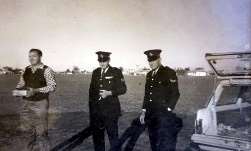 Bradley Howell<br /> NSW Police Historical Society FB Group<br /> Bradley Howell<br /> 10 Feb 2021 @ 5.11pm<br /> As we know police officers quite often become involved with their community in local projects.<br /> These photos are from the early 1960s in Gilgandra, NSW.<br /> My father, Arthur Noel Howell ( # 5001 ), known as Noel Howell, with George Blake ( # 6567 ) and Mr. Lindsay Wilson - local painter, during the construction of the Gilgandra Youth Club.