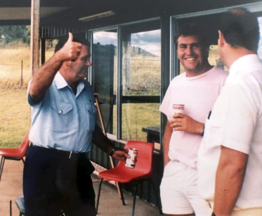 Photograph of Senior Sergeant George Blake (Tweed Heads) taken at Terranora Country Club skeet shooting facility in 1985-86. George joined us for a BBQ and refreshments after training. 