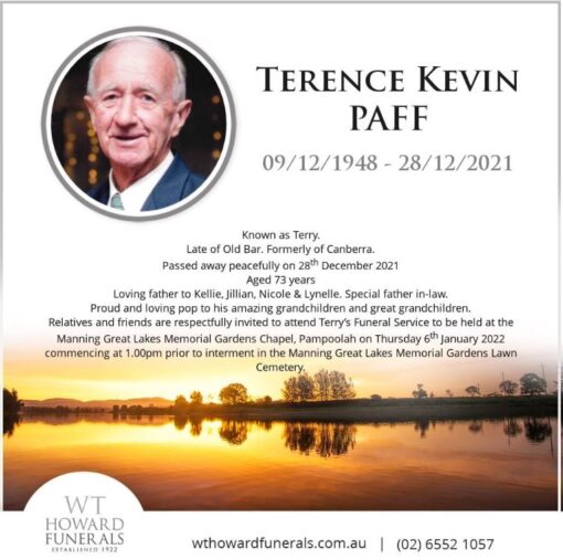 Terence Kevin PAFF, Terence PAFF, Terry PAFF